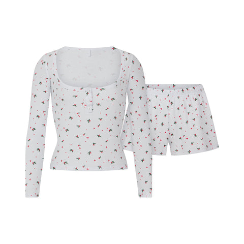 LONG SLEEVE HENLEY AND SHORT SET