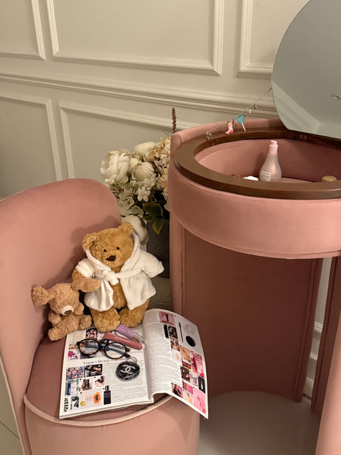 Rose Upholstered Vanity & Stool Set