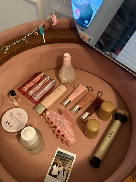 Rose Upholstered Vanity & Stool Set