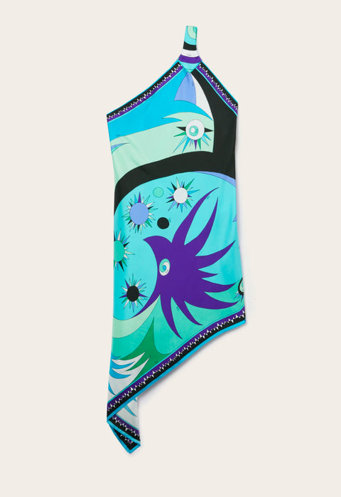 STELLA PRINT ASYMMETRICAL SILK TWILL DRESS