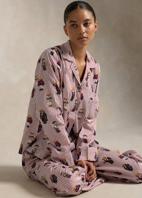 Polo Bear Cotton Long-Sleeve Pajama Set