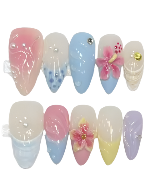 Pastel Waves Acrylic Press on Nails
