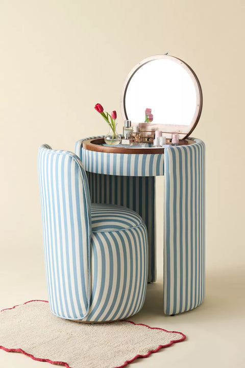 Upholstered Vanity & Stool Set