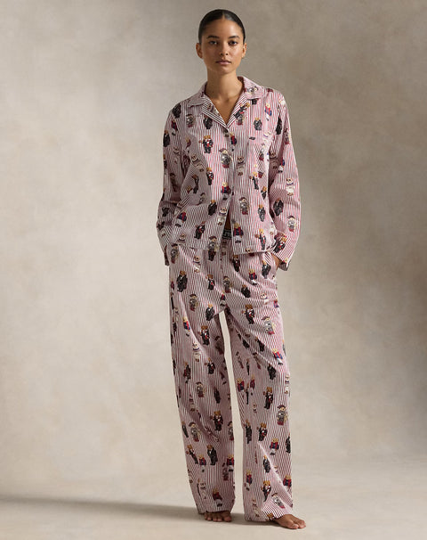 Polo Bear Cotton Long-Sleeve Pajama Set
