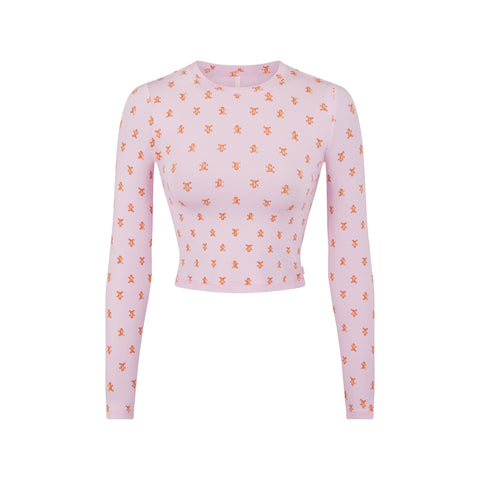 Limited edition- cherry blossom ginger bread print - SUPER CROPPED LONG SLEEVE