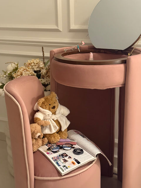 Rose Upholstered Vanity & Stool Set