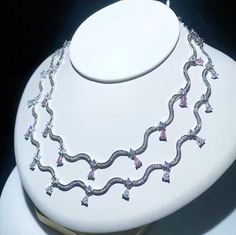 Lost drops necklace - white/pink