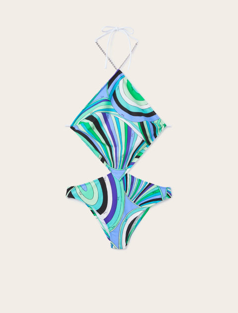 IRIDE PRINT CROSS-OVER SWIMSUIT