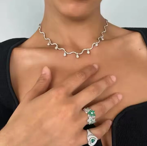 Lost drops necklace - white/pink