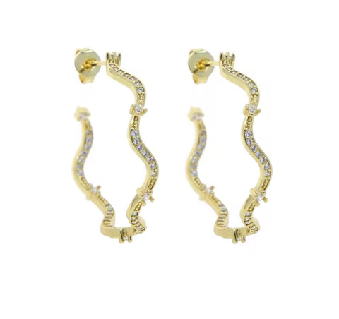 Water Wave Earrings - Gold/Silver