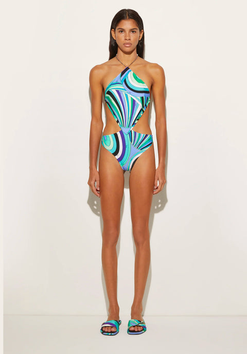 IRIDE PRINT CROSS-OVER SWIMSUIT