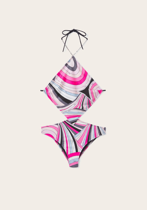 IRIDE PRINT CROSS-OVER SWIMSUIT