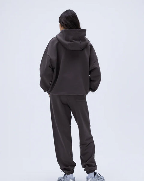 Varsity Oversized Hoodie - Coffee Bean