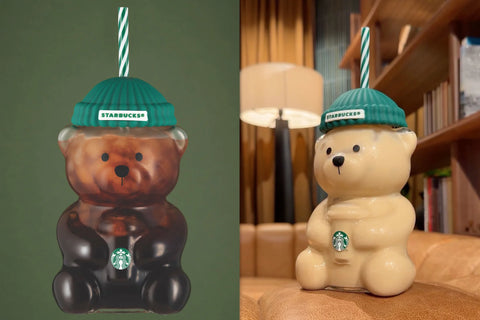Starbucks 2025 Bearista BEAR Glass Jar Cold Cup Tumbler Straw Holiday Christmas