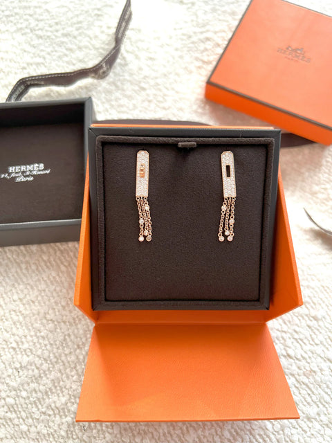HERMES KELLY GAVROCHE EARRINGS ROSE GOLD WITH DIAMONDS