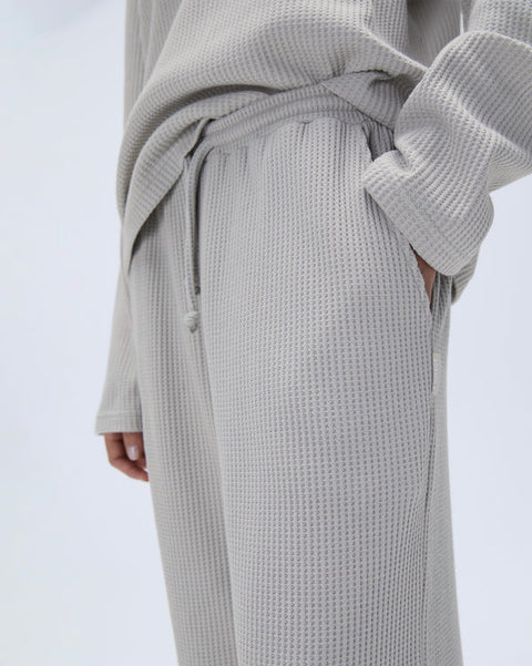 بنطال وافل بساق مستقيمة - حجري