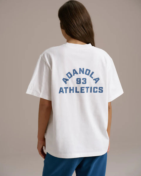 Varsity Short Sleeve Oversized T-shirt - White/College Blue