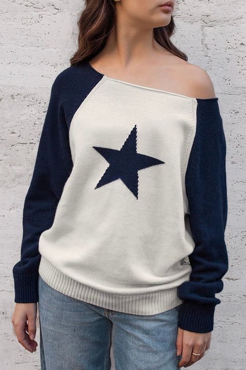 Boat neck star sweater